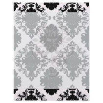 white and black romantic damask design flyer