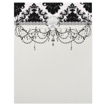 white and black romantic damask design letterhead design