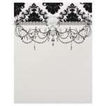 white and black romantic damask design letterhead design