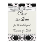 white and black romantic damask design postcard