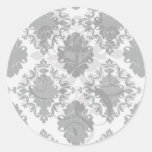 white and black romantic damask design sticker