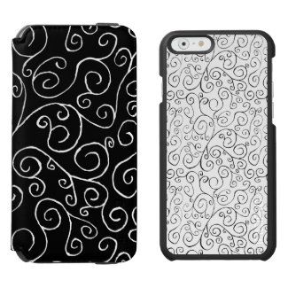 White and Black Scrolling Curves Patterns Incipio Watson™ iPhone 6 Wallet Case