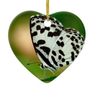 White and Black Spotted Pierrot Butterfly Christmas Tree Ornaments
