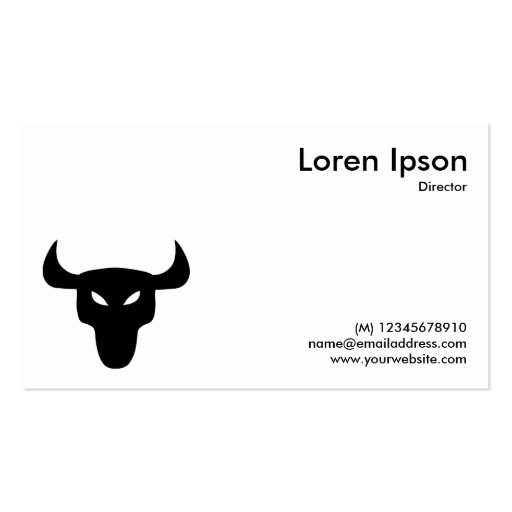 White and Black Steer Symbol - Alternating Sides Business Card Template (back side)