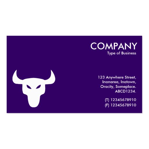 White and Black Steer Symbol - Alternating Sides Business Card Template (front side)