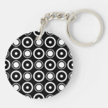 White and Black stylish polka dots white backgroun Acrylic Key Chains