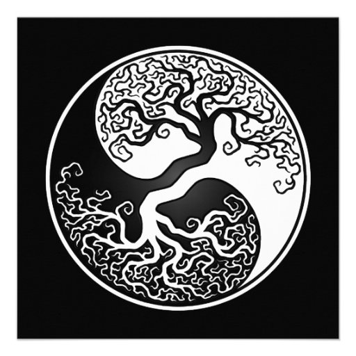 White and Black Tree of Life Yin Yang Custom Invite