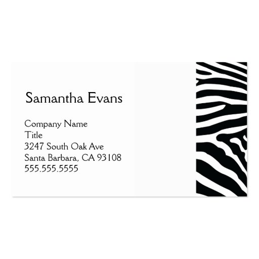 White and Black Zebra Business Card