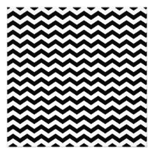 White and Black Zig Zag Custom Invitations