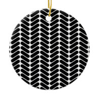 White and Black Zig Zag Pattern. Christmas Ornaments