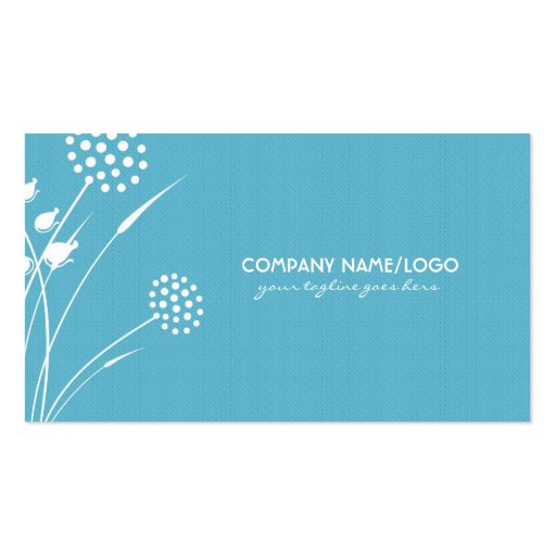 White And Blue Abstract Elegant Flower Template Business Cards (front side)