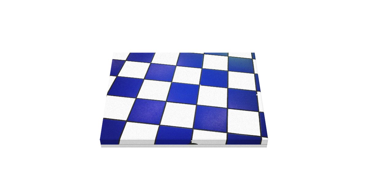 white and blue checkered floor canvas print | Zazzle