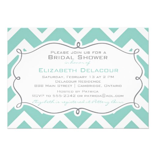 White and Blue Chevron Bridal Shower Invitation