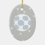 White and Blue Christmas Bauble. On Starry Gray. Ornaments