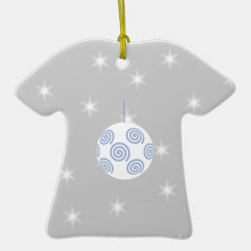 White and Blue Christmas Bauble. On Starry Gray. Christmas Tree Ornament