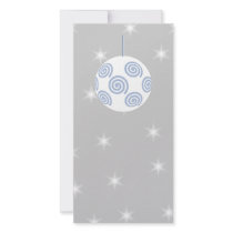 White and Blue Christmas Bauble. On Starry Gray. Photo Card Template