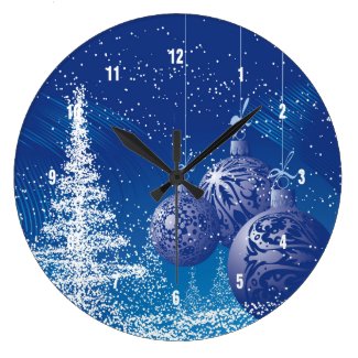 White And Blue Christmas Illustration Clocks