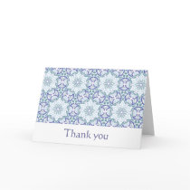 White and Blue Elegant Pattern thank you card cards