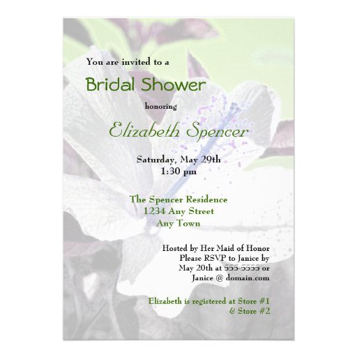 White and Blue Hibiscus Bridal Shower Invitation