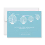 White and Blue Lanterns Wedding RSVP Custom Announcement
