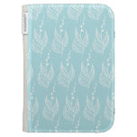 White and Blue Leaf Pattern Kindle Case