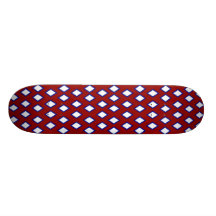 White and Blue lozenges on Maroon Skateboard