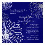 White and Blue Mum Flowers Wedding Invitation