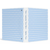 White and Blue Polka Dot Pattern. Spotty. 3 Ring Binders