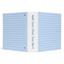 White and Blue Polka Dot Pattern. Spotty. Binder