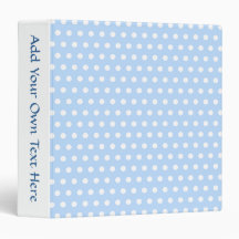 White and Blue Polka Dot Pattern. Spotty. 3 Ring Binder