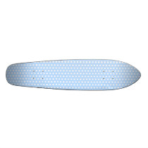 White and Blue Polka Dot Pattern. Spotty. Skateboards