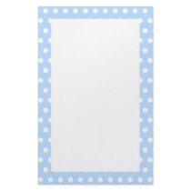 White and Blue Polka Dot Pattern. Spotty. Stationery Paper
