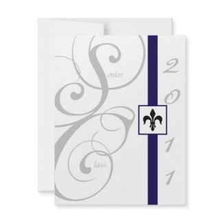 White and Blue Scroll Ribbon Graduation invitation