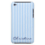 White and Blue Striped iPhone case Barely There iPod Case