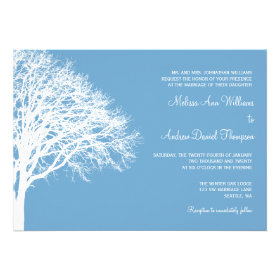 White and Blue Winter Oak Wedding Personalized Invitation