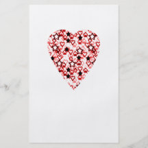 White and Dark Red Heart. Patterned Heart Design. Flyer Design