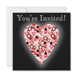 White and Dark Red Heart. Patterned Heart Design. Invites
