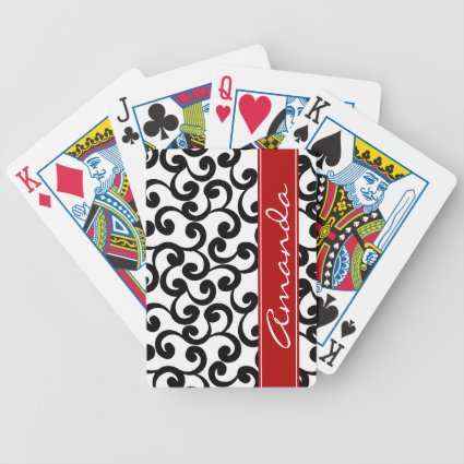 White and Ebony Monogrammed Elements Print Card Deck