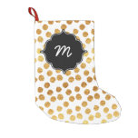 White and Gold Big Dots Quatrefoil Small Christmas Stocking