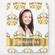 White and gold crowns mouse pads