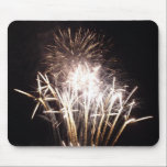 White and Gold Fireworks Mousepad