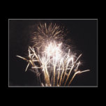 White and Gold Fireworks Postcard
