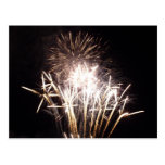 White and Gold Fireworks Postcard