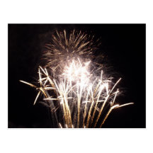 White and Gold Fireworks Postcard