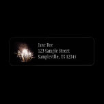 White and Gold Fireworks Return Address Label