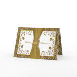 White and Gold Floral 50th Anniversary Invitation Greeting Card