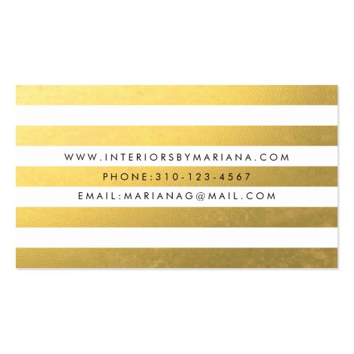 White and Gold Foil Stripe Business Card (back side)
