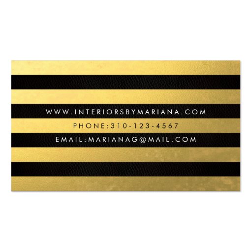 White and Gold Foil Stripe Business Card (back side)