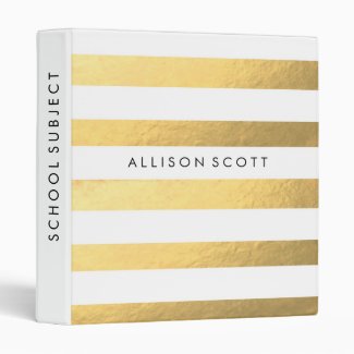 White And Gold Personalized Binder