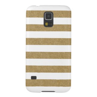 White and Gold Stripes Samsung Galaxy S5 Case